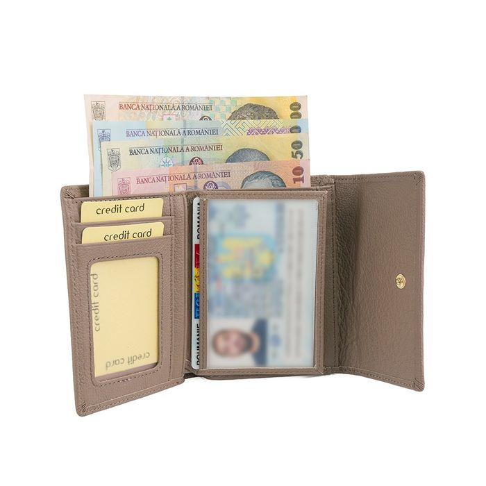 portofel piele naturala posete fagaras taupe