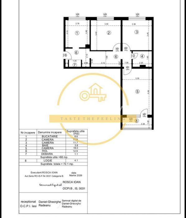 Apartament cu 3 camere/ 72mp/ zona Alexandru cel Bun