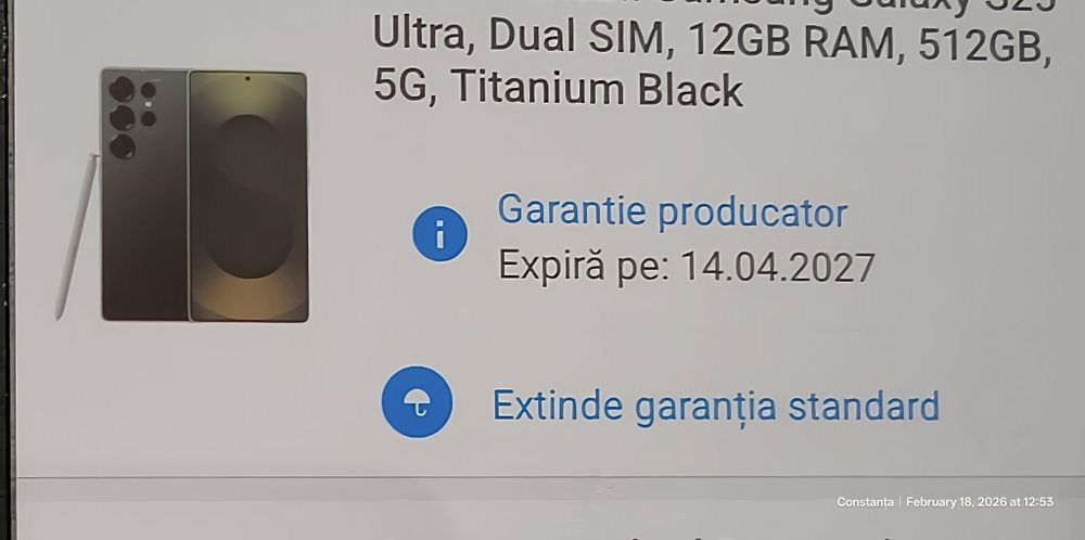 Samsung S25 Ultra 512 GB Titanium Black Garantie Emag 14 luni