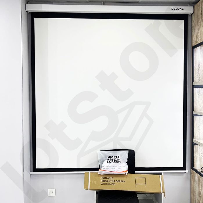 Полотно для проектора механический экран на стену 100-150 дюймов 1-3м