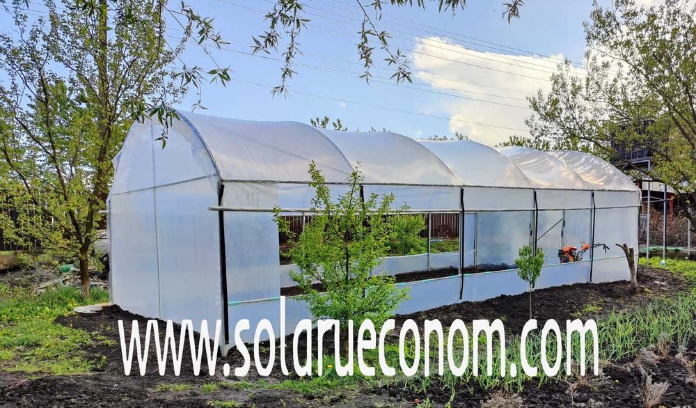 Solar(sera), 4x8 m(32 mp) din țeavă neagră, fară folie, 2767 lei