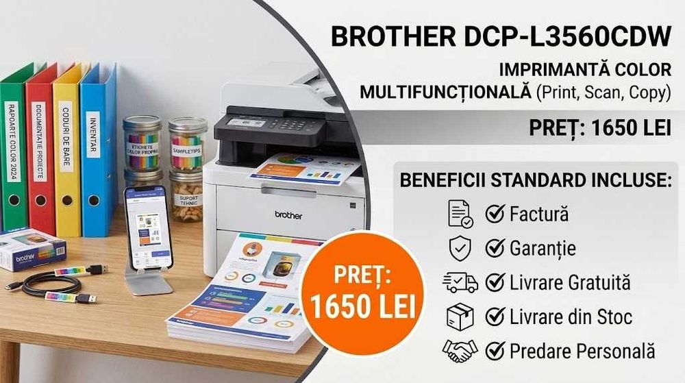 Brother DCP-L3560CDW LED Color - Wi-Fi, Duplex, Factură, Garanție