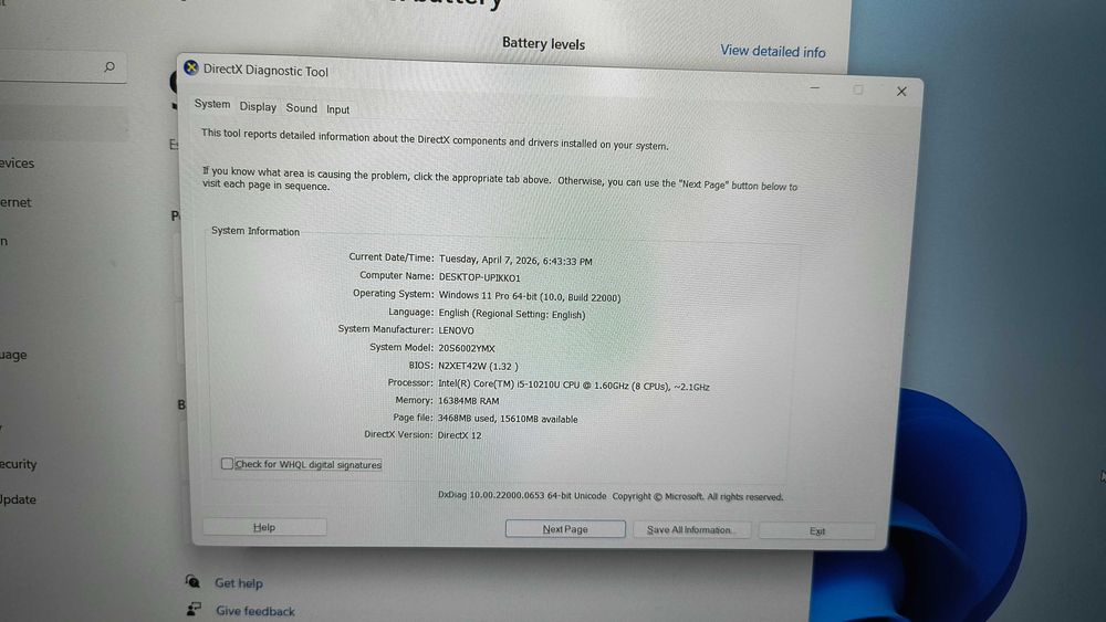 laptop 15.6" Lenovo thinkpad T15 intel core i5 10210U 16 gb ram ssd 256gb
