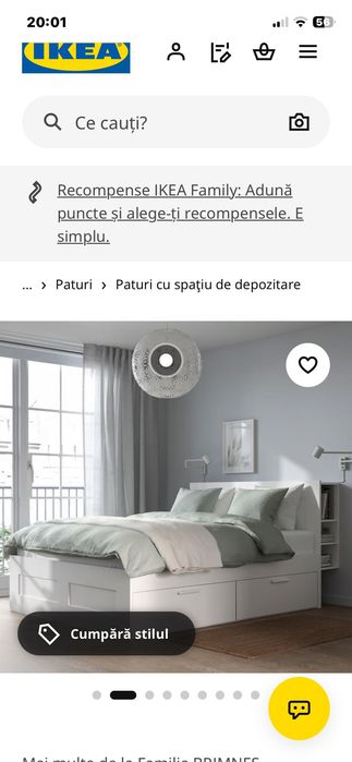 Vând pat Ikea Brimnes dimensiuni 200 pe 160, culoare neagră