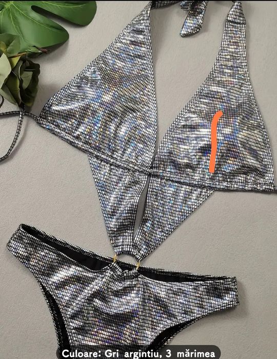 Costum de baie întreg S și M  argintiu sexy