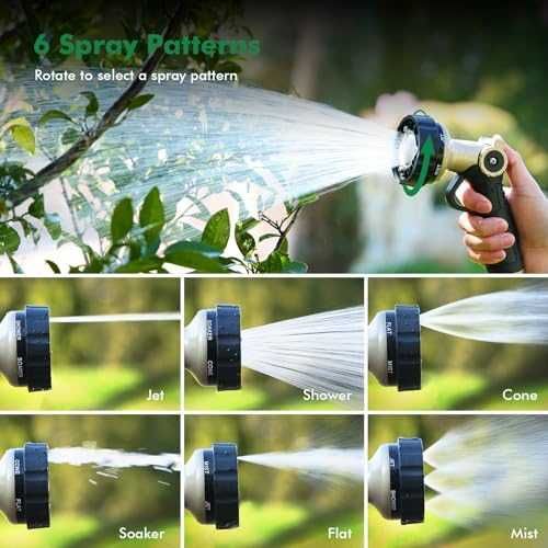 Нов Градински пистолет за маркуч метален 6 струи месинг 6 режима за градина и кола