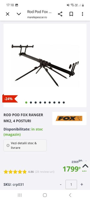 rod pod carbon jrc coocon 3 posturi/ fox ranger mk2 cu 4 posturi