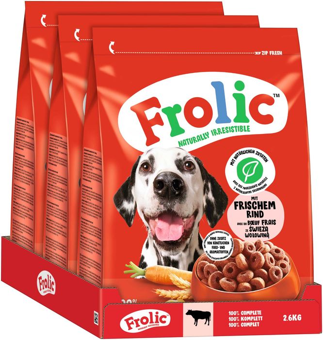 Качествена Деликатесна Храна за кучета FROLIC с Говеждо 2.6кг / 11 евро