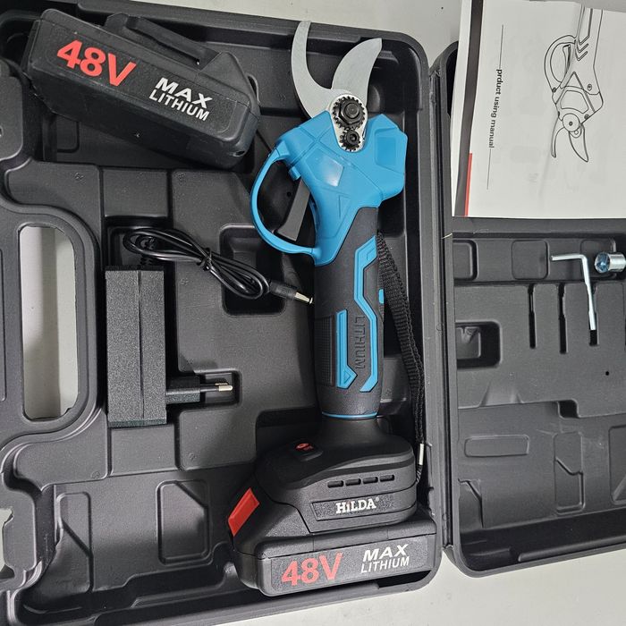 Градинска акумулаторна лозарска ножица 48V/8Ah с 2 батерии и куфар