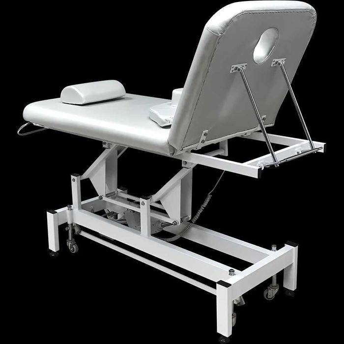 Електрическа кушетка Optima (1 мотор) - бяла/сива 185 х 70 x 60/80 см