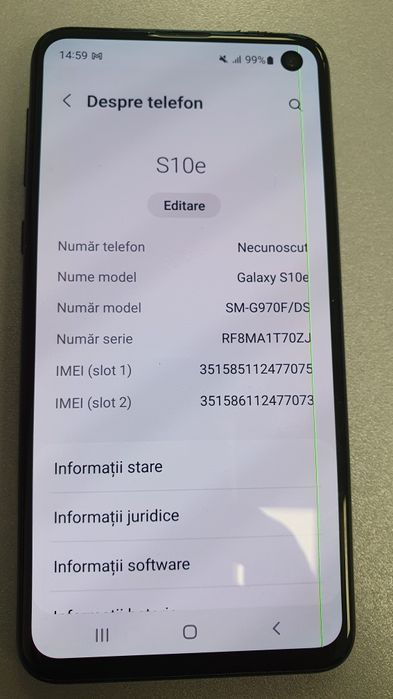 Samsung S10e 128gb cu o dungă pe display