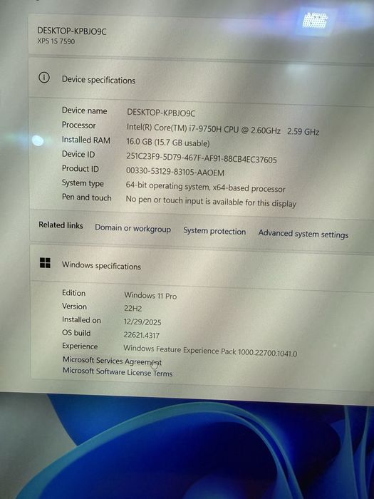 Dell XPS 15 i7 9gen ecran 4k nVidia 1650 4g