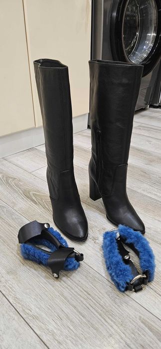 Черни ботуши Дарис, висок ток, неносени, само пробвани