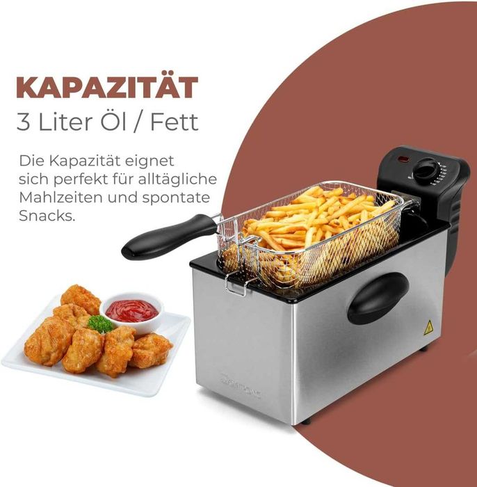 Clatronic FR 3586, маслен фритюрник, 3л, 2000W, инокс