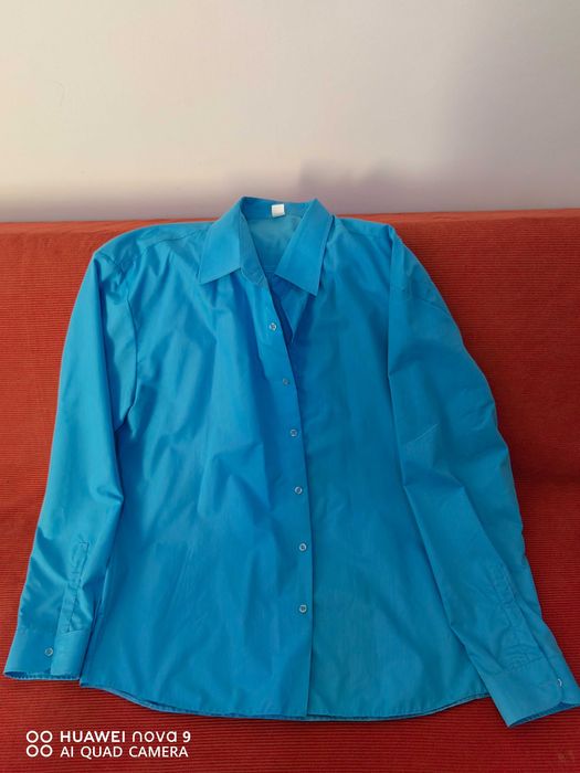 Мъжка риза синя с дълъг ръкав