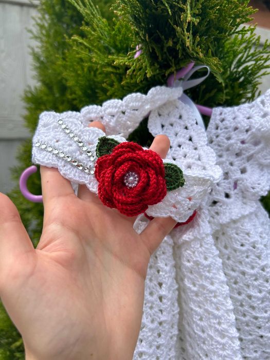 Set rochita si pantofi fetita crosetate, 0-3 luni, calitate excelenta