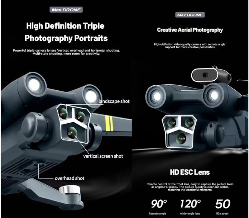 Дрон M3 max Двойна камера HD, Широкоъгълен 120° Коледна промоция -20%
