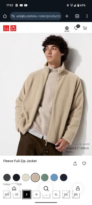 Bluza Fleece Uniqlo bej marime S