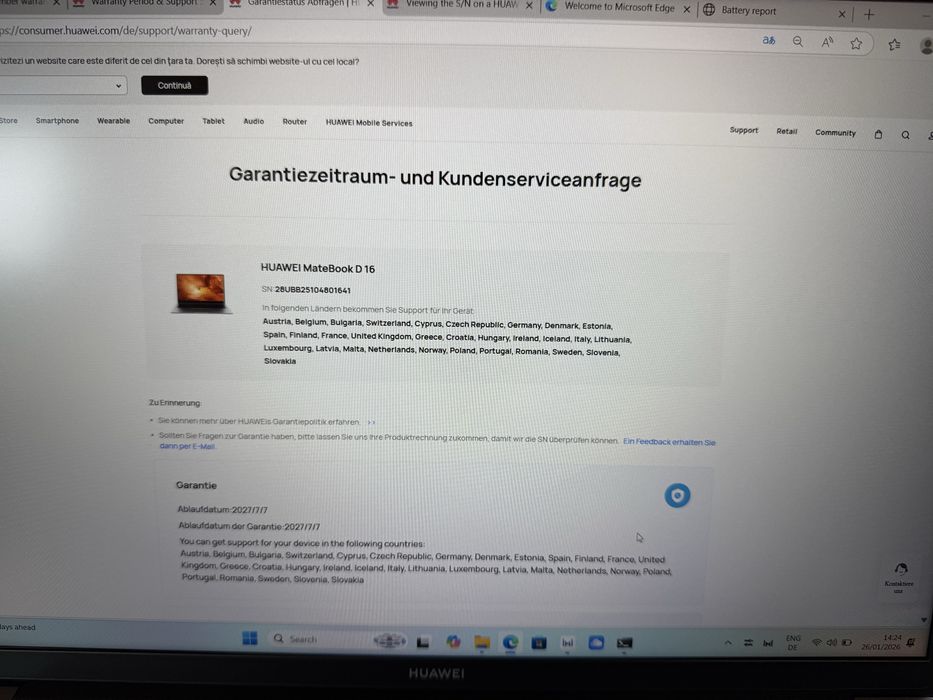 HUAWEI MateBook D16 nou i5-12450H 16GB RAM 1T SSD Win Garantie 2027