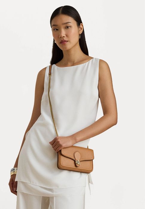 Lauren Ralph Lauren кафява чанта от естествена кожа
