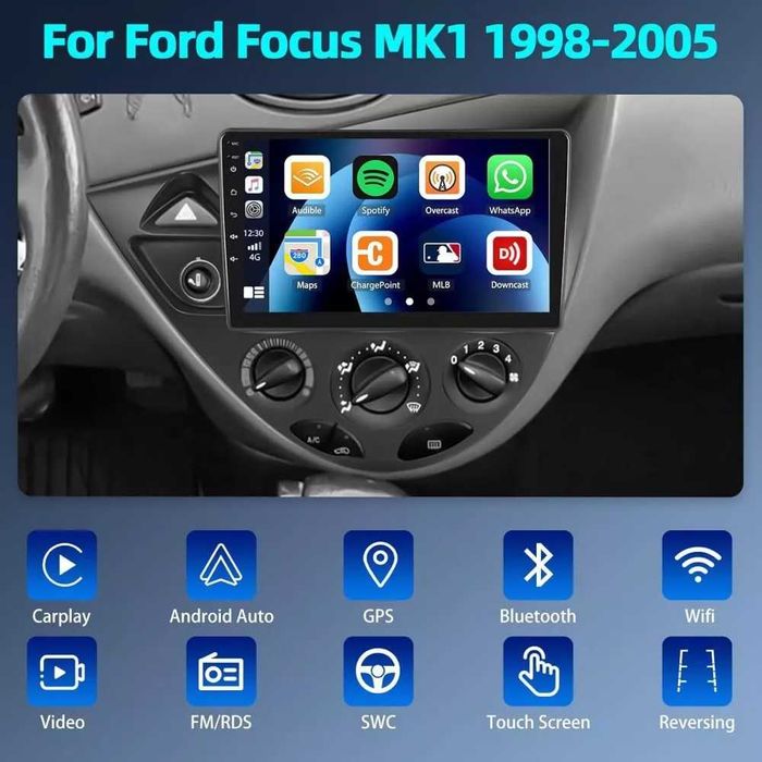 Мултимедия за Ford Focus Двоен дин Навигация плеър екран Android GPS, Carplay, Waze