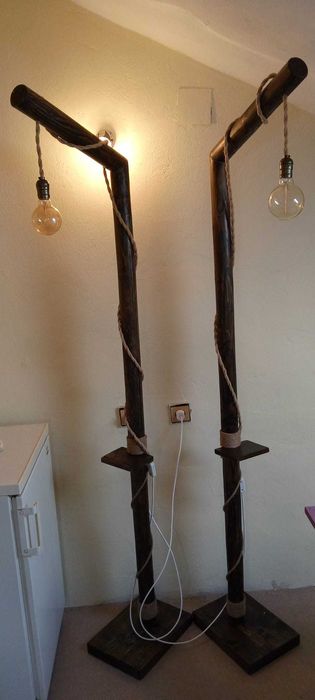 Дървена подова лампа-абажур,настолна лампа,нощна лампа.