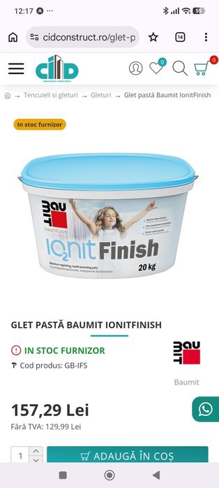 Vand glet lavabli finisaj Baumit Ionit Finish