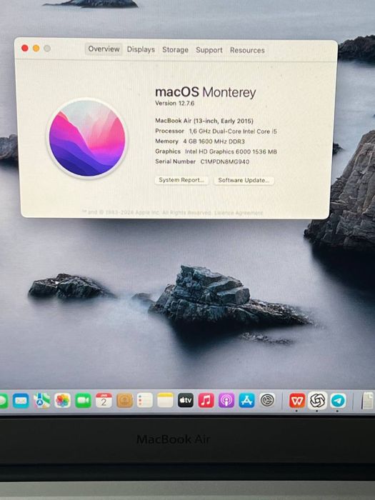 Macbook air2015 corei5 ram 4gb store 128gb. Cycle 295