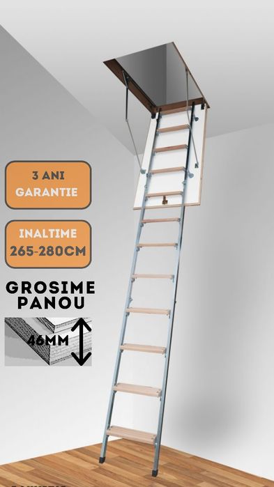 Scara retractabila metalică sau lemn