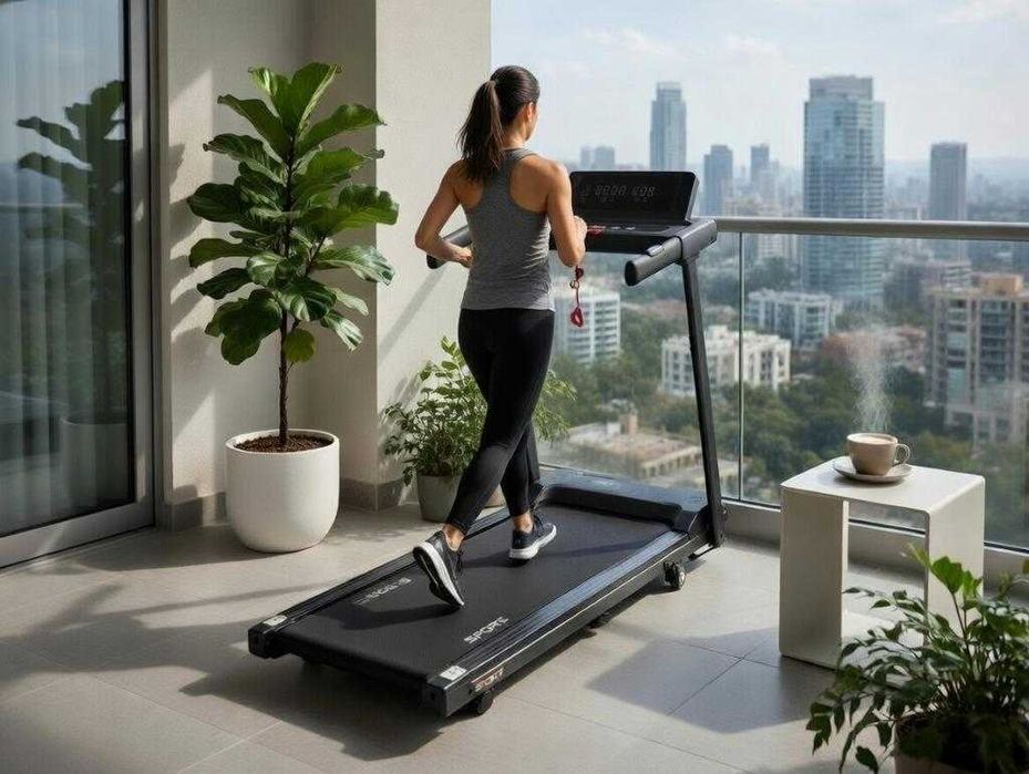 Складная беговая дорожка с поручнем