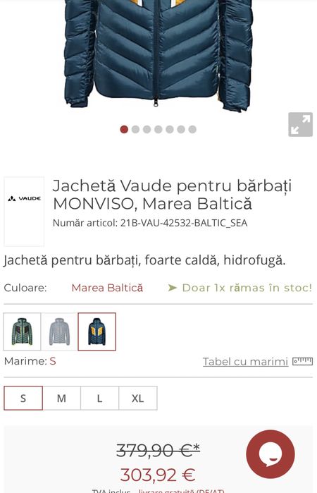 Geaca barbati Vaude Monviso puf gasca L - XL / 54 geaca ski alpinisti