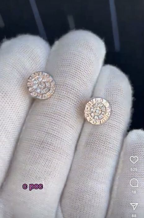 Золотые пусеты под булгари красивые