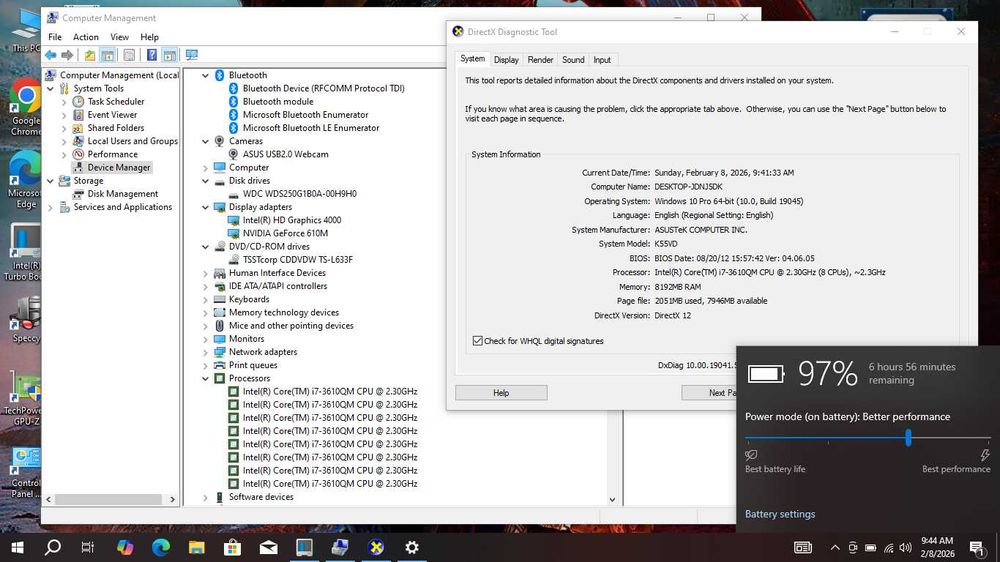 ASUS i7 3630QM 8Gb ddr3 2 placi video GT610 2GB SSD gaming laptop 15,6