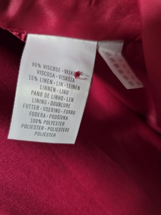 Costum/compleu roz zmeura din in si vascoza, fibre naturale