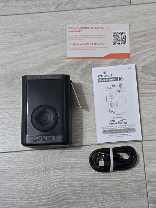 Pompă electrică ETENWOLF pentru mingi cu manometru – Neagră