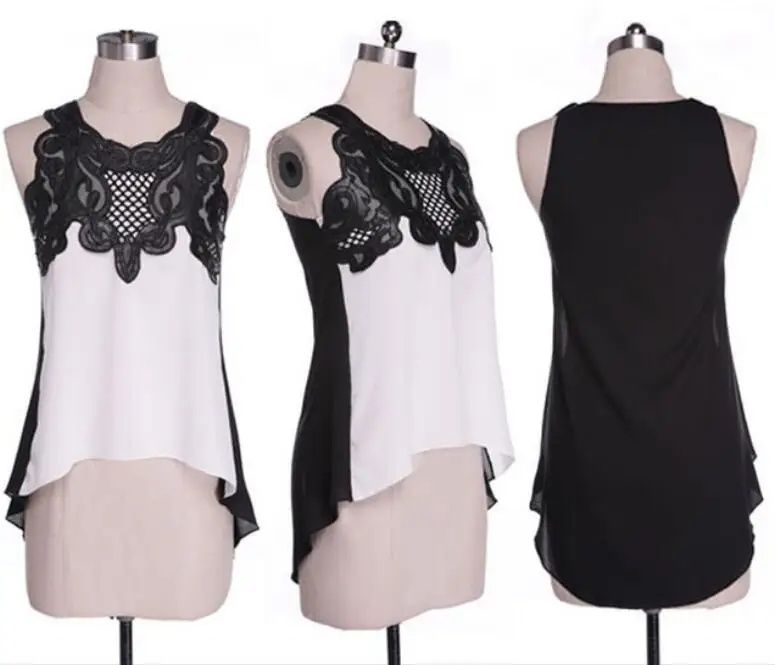 Bluza asimetrica fara mâneci cu broderie 
Potrivită unui S/M/L
Bust: 9