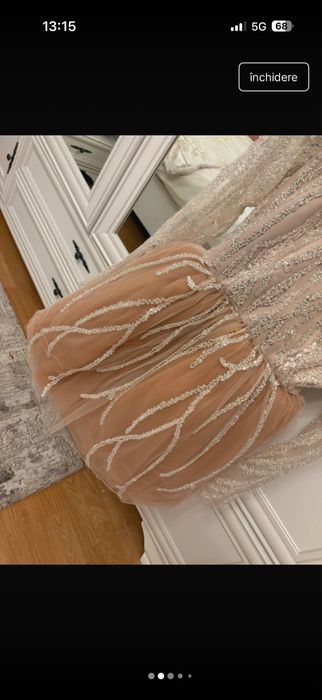 Rochie mini nude din dantela