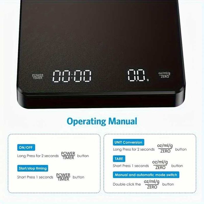 Цифрова везна за кафе с висока точност,  0,1 грама USB акумулаторна