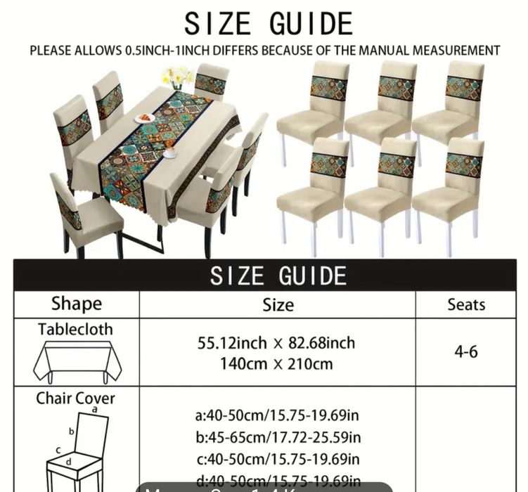 Покривка + 4 калъфа за столове