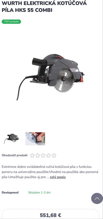 Wurth HKS 55 Combi - Кобиниран ръчен и потапящ циркуляр