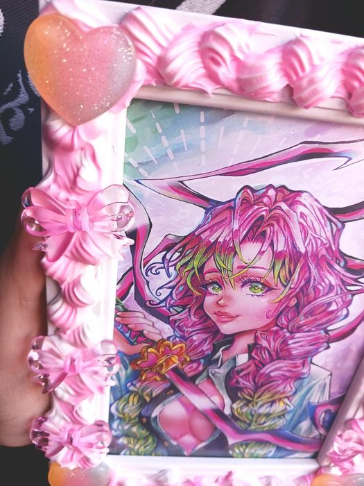 Mitsuri Demon Slayer poster arta si rama lucrata manual hand-made