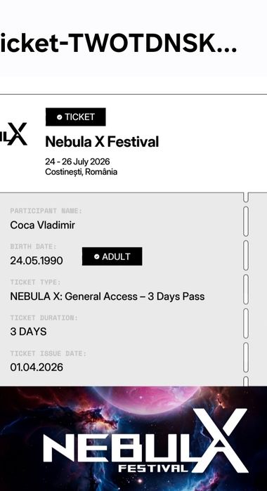 Bilet Nebula X Nibiru