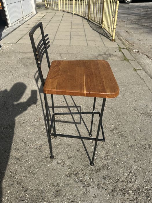 Индустриален бар стол масив дъб и метал | Loft / Scandinavian style