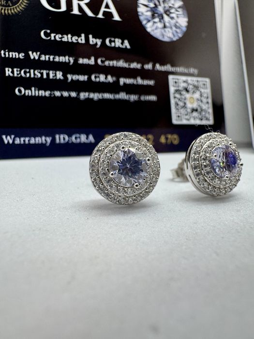 Сребърни обеци с мойсанит (Диамант) 0.5 карата