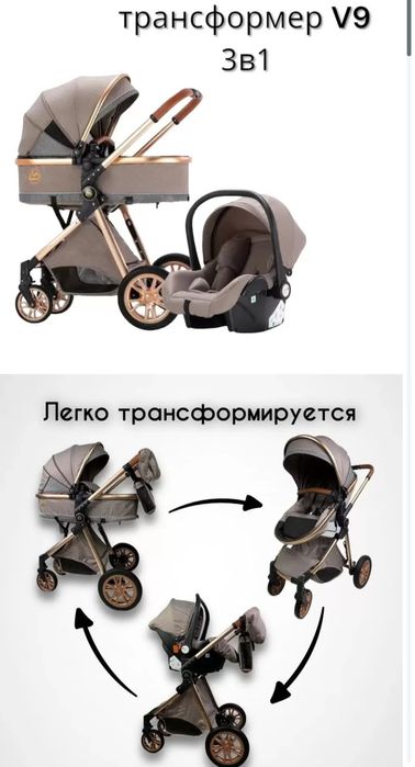 Детская коляска Teknum 3в1 люлька и автокресло