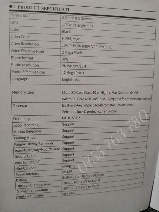 Camera auto de bord FHD 1080P