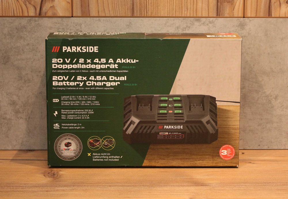 Kit Încărcător Dublu Rapid + 2 Acumulatori Smart 4Ah Parkside 20V (Noi + Garanție 3 ani)