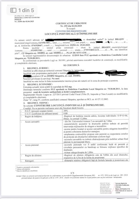 Teren de Vanzare-Sanpetru Residence intre case