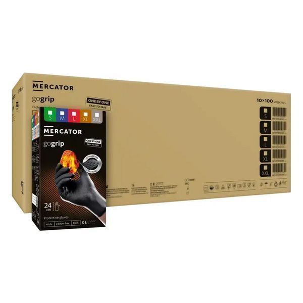 Премиум нитрилни ръкавици mercator gogrip one by one черни, размер м,
