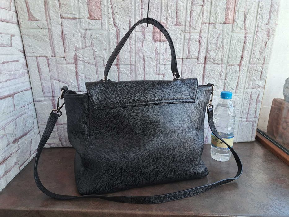 дамска чанта,Gino Rossi,черна кожена чанта-естествена кожа